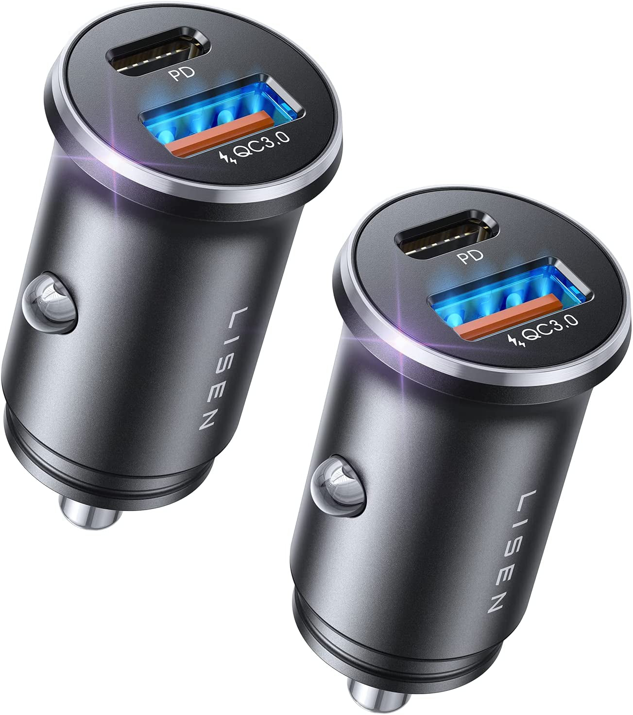 Car Charger USB C, 69W Cigarette Lighter USB Charger Adapter, 2 Pack | Car Accessories Gifts for Men, USBC Cars Fast Charging Adapter USBC Type C 12V Plug, for Iphone 17 Pro Max 16 15 14 13 12
