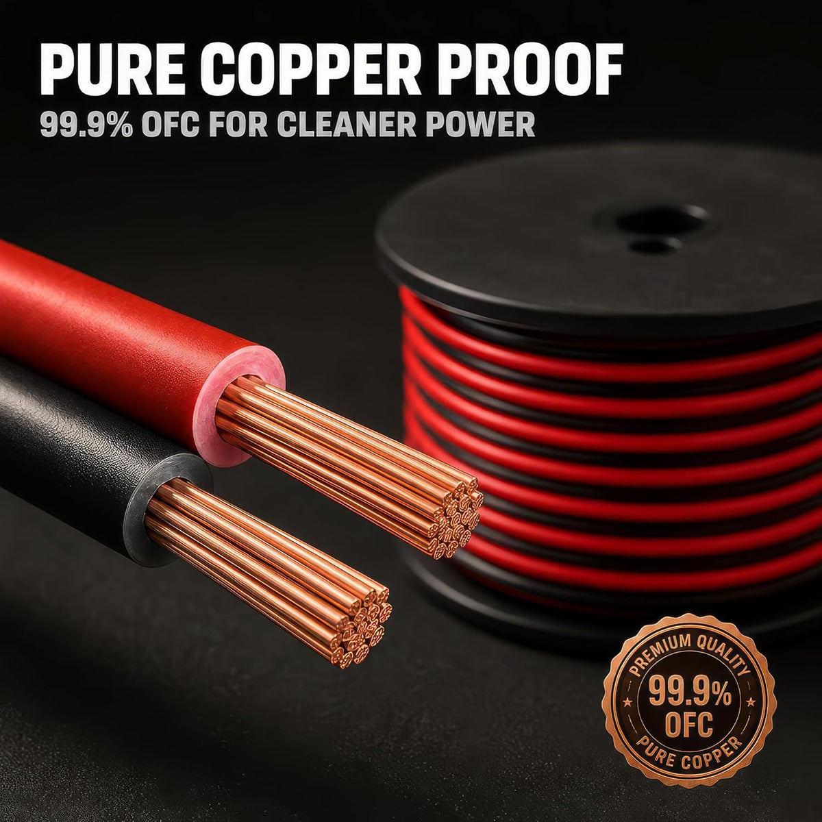 16 AWG Wire 100Ft - OFC Copper Automotive Speaker Wire Spool