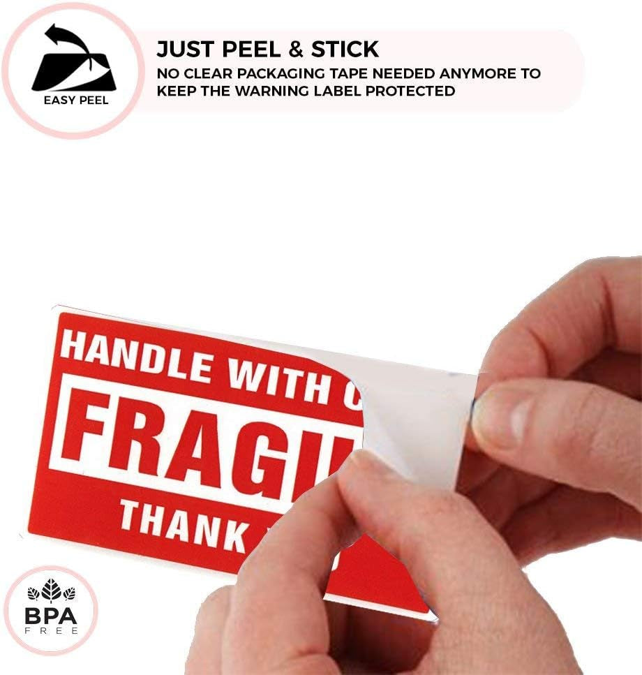 1 Roll 4 X 6 in Large Fragile Stickers for Moving and Shipping