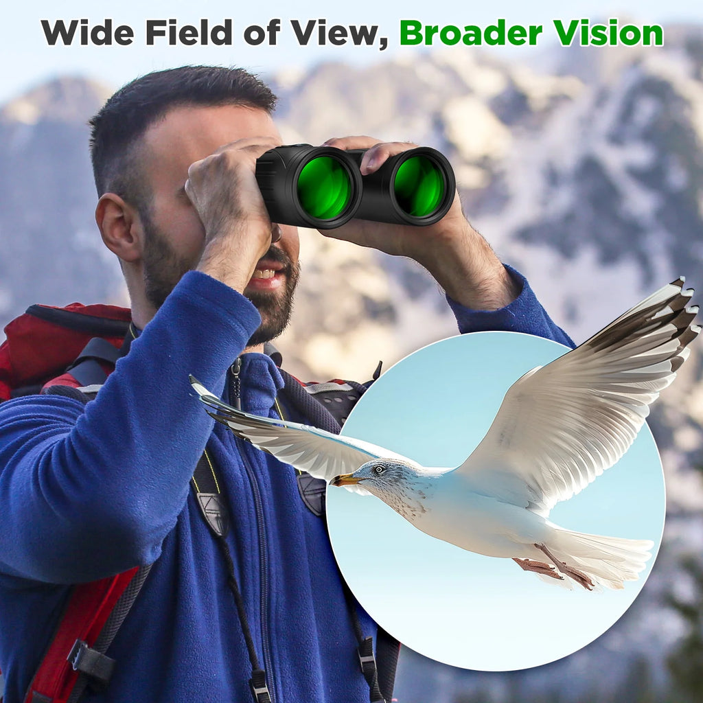 12X42 Binoculars for Adults, HD FMC BAK4 Binoculars Waterproof Binoculars Low Light Vision for Hunting Bird Watching Travel Outdoor Sports Concerts