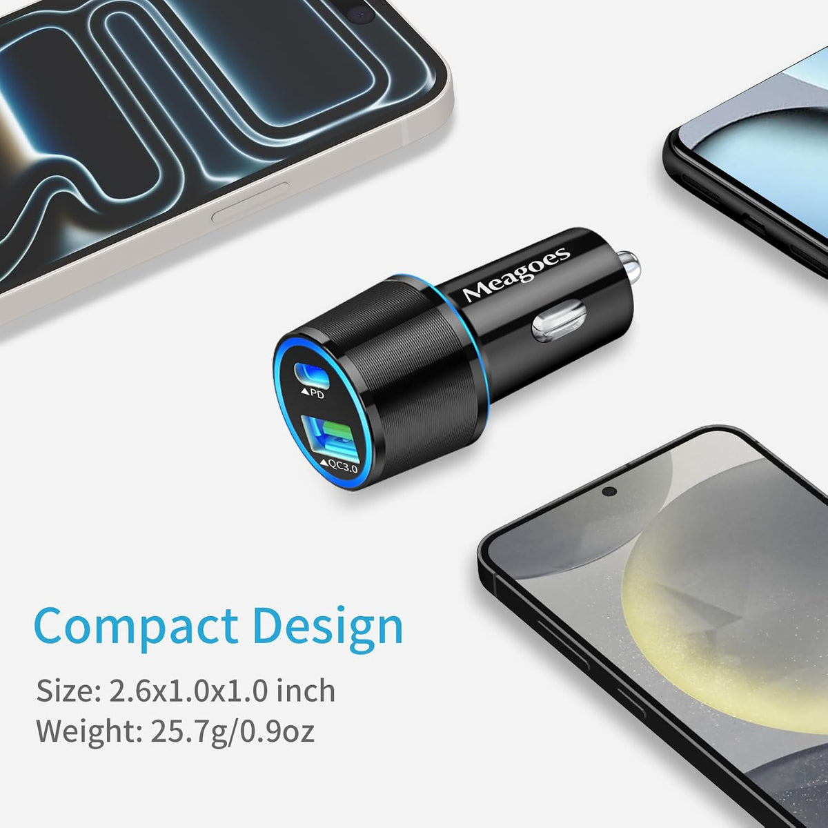 67.5W Car Charger USB C Super Fast Charging for Iphone 17/Samsung Android