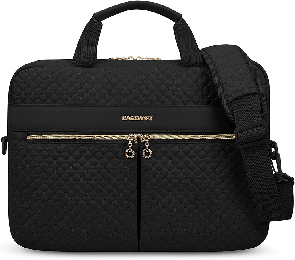 Laptop Bag, 15.6/17.3 Inch Briefcase for Women Large Laptop Case Computer Bag Office Travel Business, Black