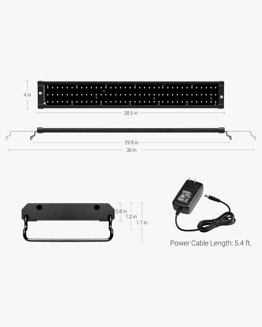 Classicled Aquarium Light, Fish Tank Light with Extendable Brackets, White and Blue Leds, Size 28 to 36 Inch, 18 Watts