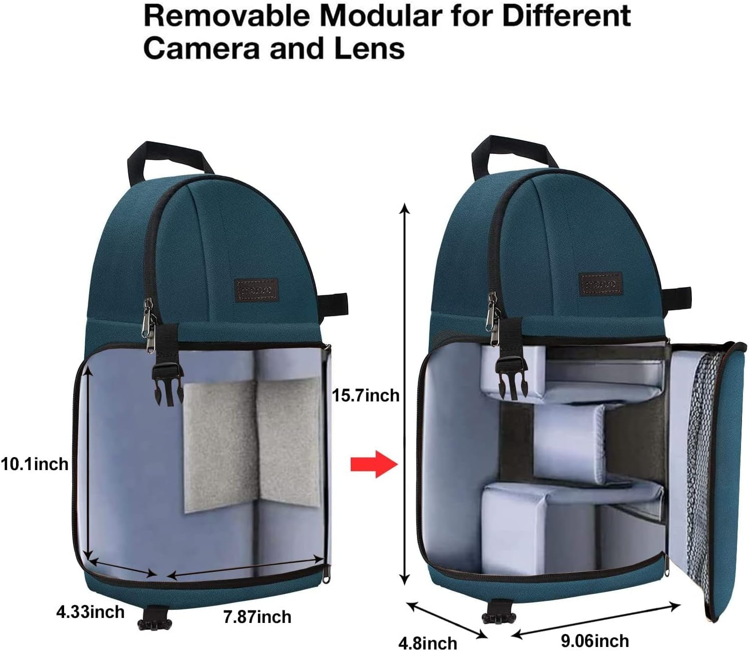 Camera Sling Bag, Dslr/Slr/Mirrorless Camera Case Camera Backpack | Shockproof Photography Bag with Tripod Holder&Removable Modular Inserts Compatible with Canon/Nikon/Sony/Fuji, Deep Teal
