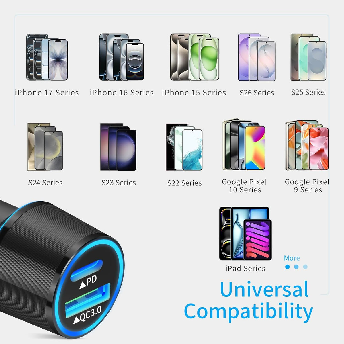 67.5W Car Charger USB C Super Fast Charging for Iphone 17/Samsung Android
