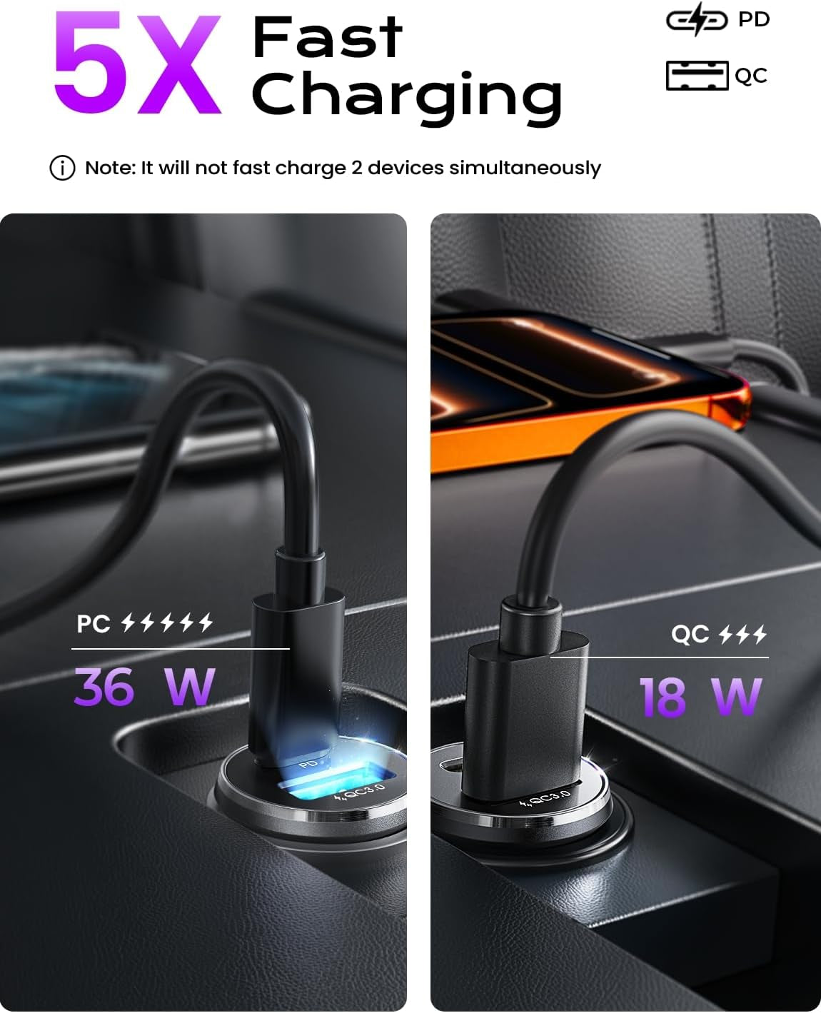 Car Charger USB C, 69W Cigarette Lighter USB Charger Adapter, 2 Pack | Car Accessories Gifts for Men, USBC Cars Fast Charging Adapter USBC Type C 12V Plug, for Iphone 17 Pro Max 16 15 14 13 12