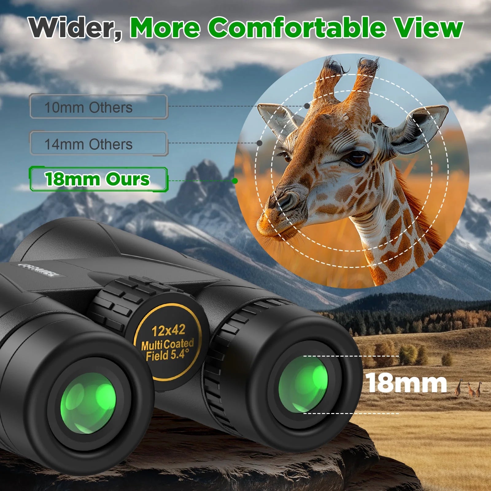 12X42 Binoculars for Adults, HD FMC BAK4 Binoculars Waterproof Binoculars Low Light Vision for Hunting Bird Watching Travel Outdoor Sports Concerts