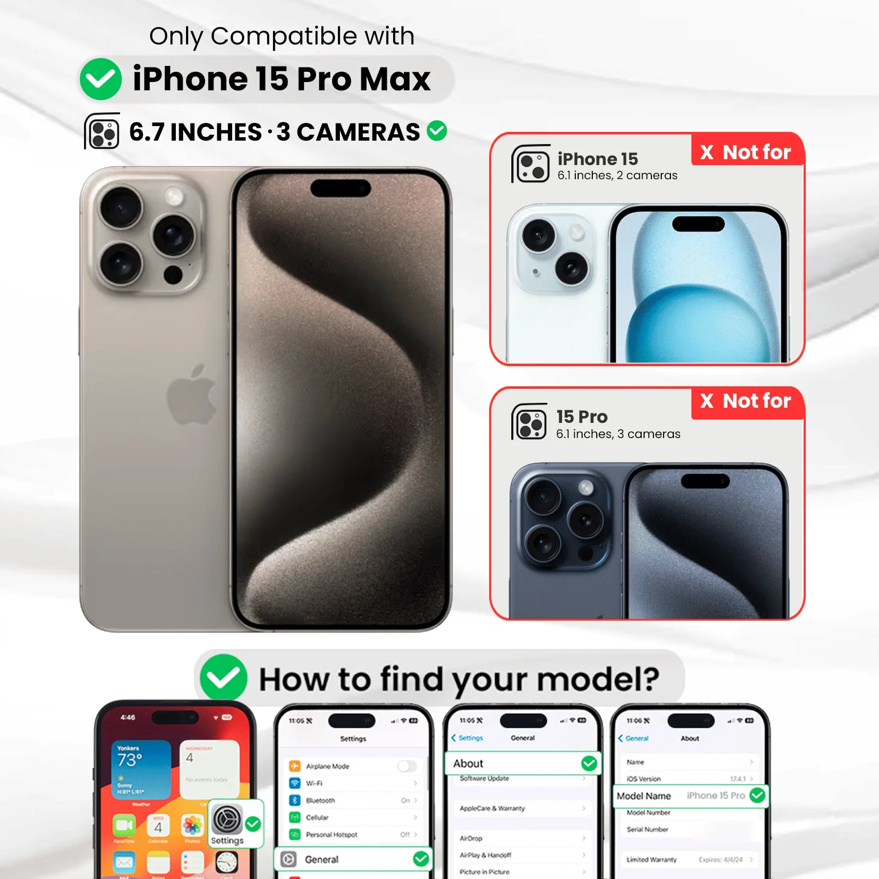 Magnetic Clear Case Compatible with Iphone 15 Pro Max, Flexible Fashion Cover, Black