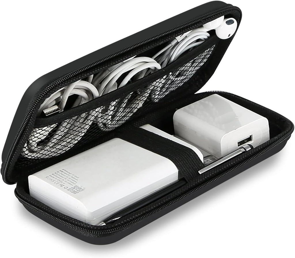 Travel Essential Electronics Organizer Charger Case Carrying Pouch | 6.5X3.2X1" Power Bank Tech Accessories Protective Storage Shockproof Portable Purse Men Women School Office Trips Must Have