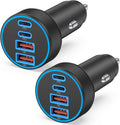 2 Pack Car Charger USB C, 4 in 1 90W Fast Charging 4-Port Car Phone Charger | Dual 45W USB C & USB A, Cargador Carro Lighter Adapter, for Iphone 17 16 15 14 13 12 Pro Max, Ipad, Galaxy, Tablet, Android