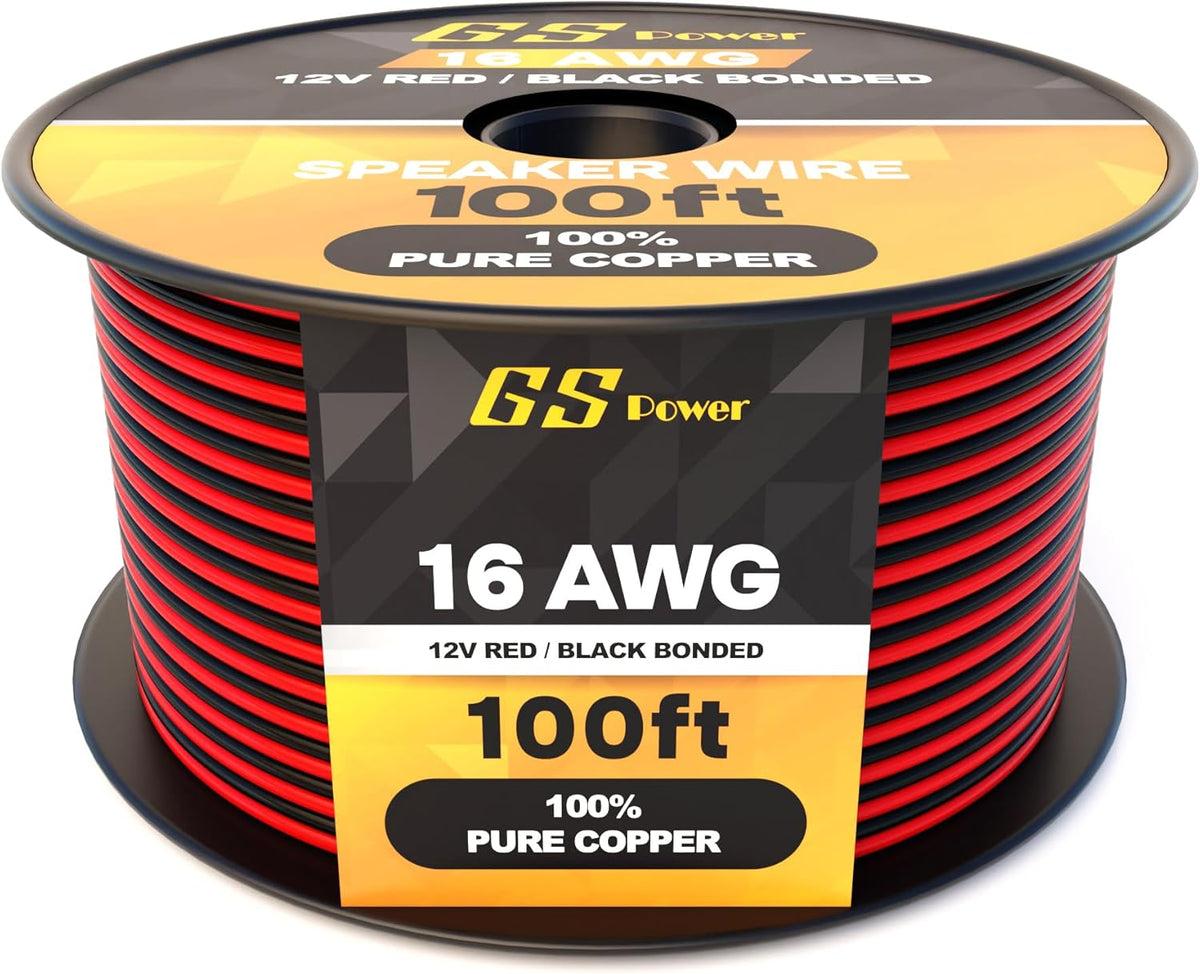 16 AWG Wire 100Ft - OFC Copper Automotive Speaker Wire Spool