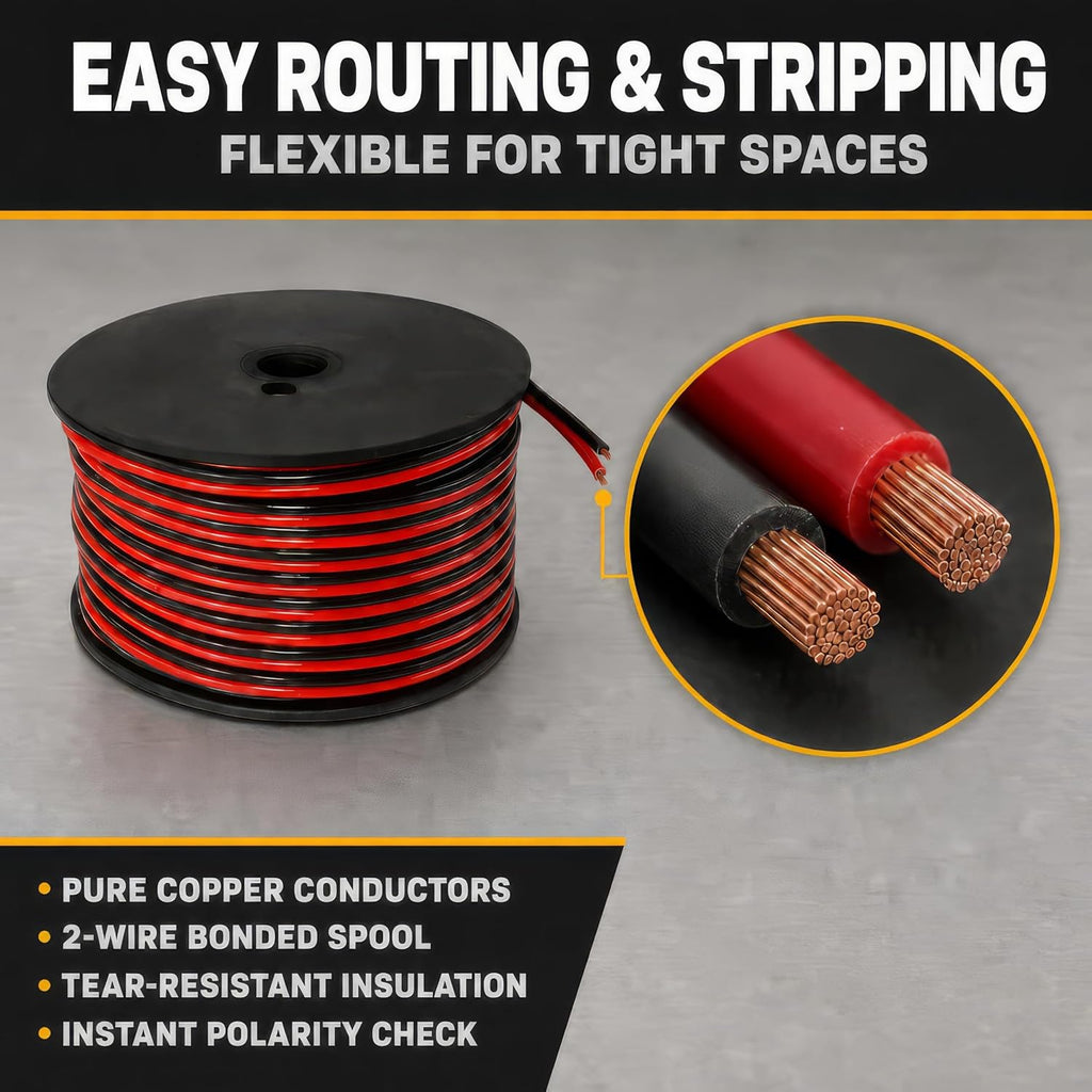 16 AWG Wire 100Ft - OFC Copper Automotive Speaker Wire Spool