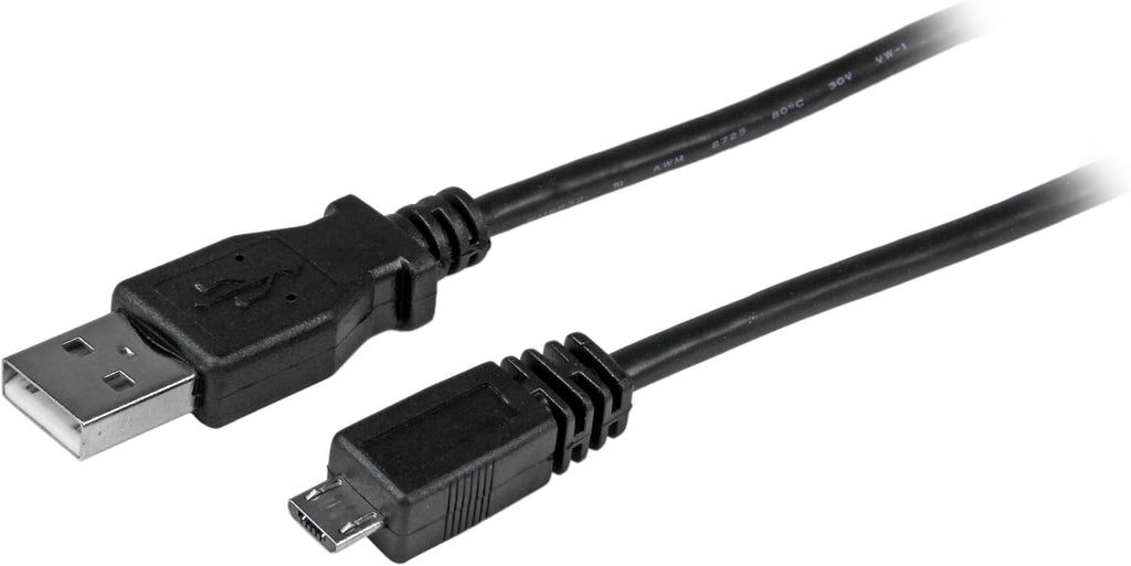 Startech 10Ft/3M USB-A to Micro-B Cable - USB 2.0 - Black (UUSBHAUB10) | up to 480Mbps, Aluminum-Mylar Foil with Braided Shielding, Durable PVC Construction