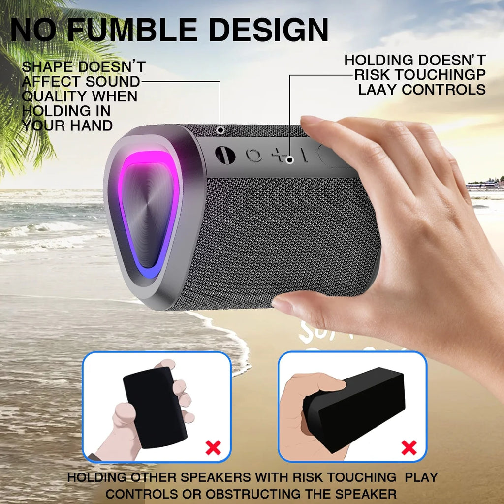 Portable Bluetooth Speaker,Ipx7 Waterproof Outdoor Speaker with 24Hr Playtime,Grey