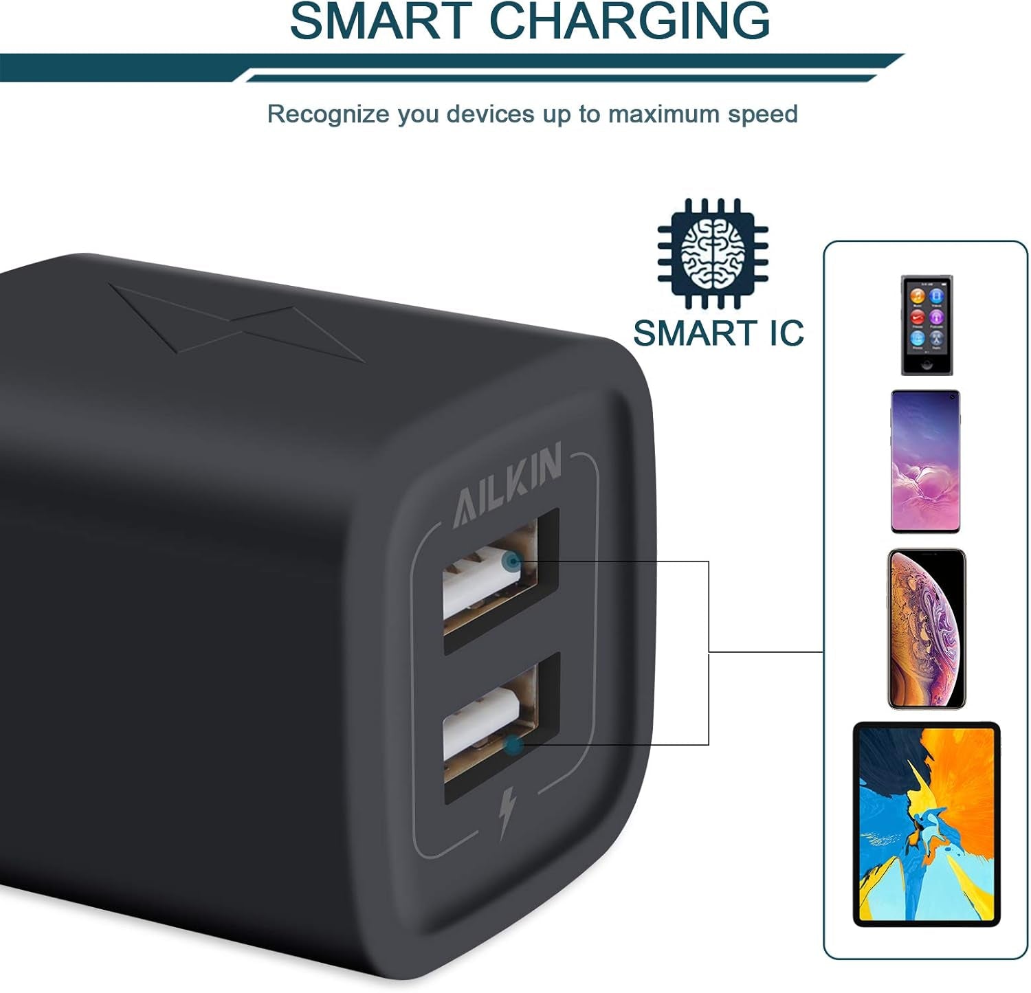 Wall Charger Plug, USB Charger Cube,  2.1A 2-Muti Port USB Adapter | Power Plug Charging Station Box Base for Iphone 17 16 Pro Max 15 14 13 12Pro/11, Samsung Phones Usb-A Charging Block Brick