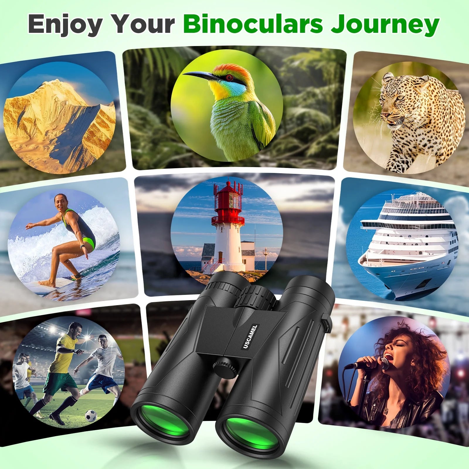 12X42 Binoculars for Adults, HD FMC BAK4 Binoculars Waterproof Binoculars Low Light Vision for Hunting Bird Watching Travel Outdoor Sports Concerts