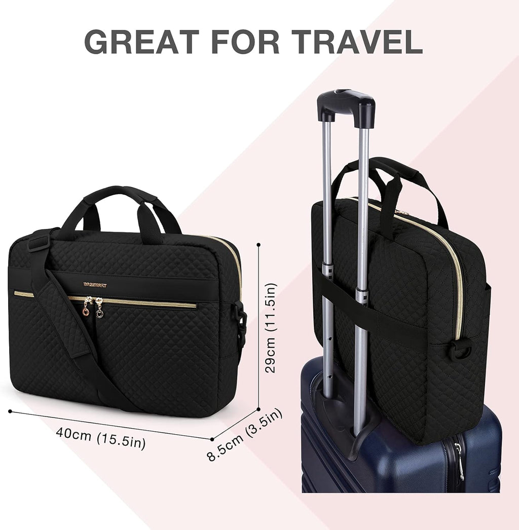 Laptop Bag, 15.6/17.3 Inch Briefcase for Women Large Laptop Case Computer Bag Office Travel Business, Black