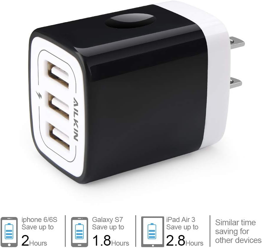 Wall Charger Plug, USB Plug Wall Outlet, 3 Multiport Charger Station Cube