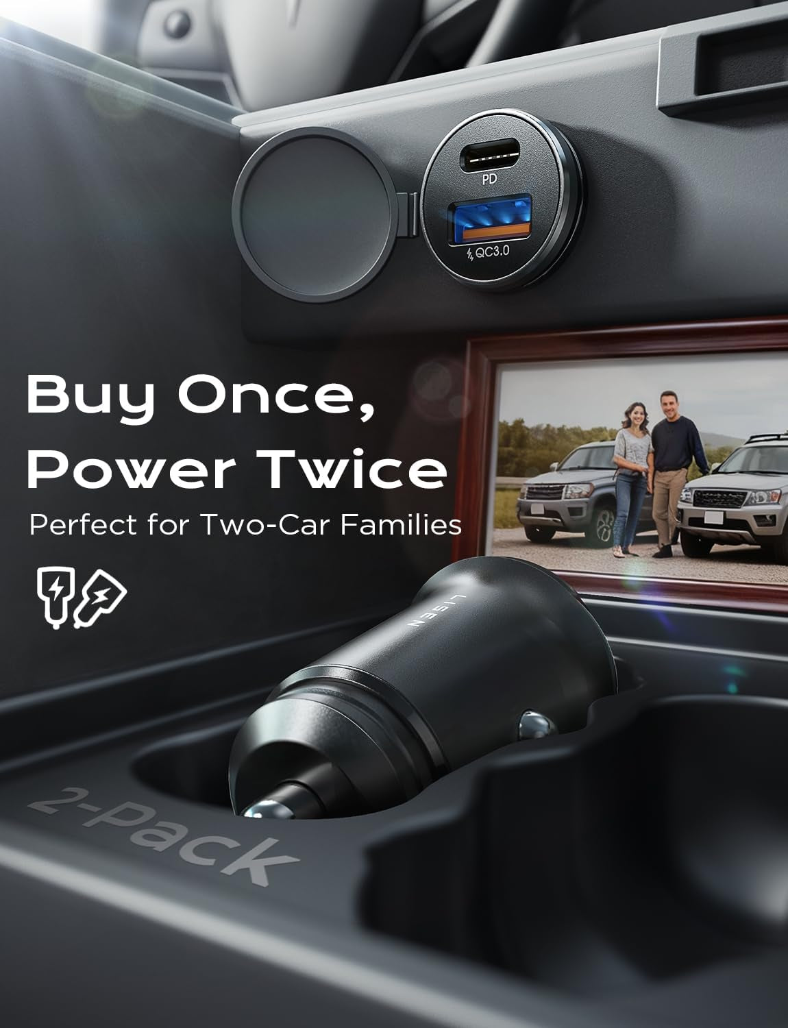 Car Charger USB C, 69W Cigarette Lighter USB Charger Adapter, 2 Pack | Car Accessories Gifts for Men, USBC Cars Fast Charging Adapter USBC Type C 12V Plug, for Iphone 17 Pro Max 16 15 14 13 12
